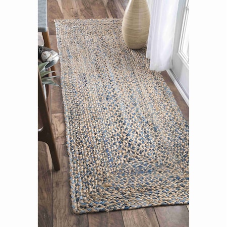 Nuloom Eliz Braided Denim and Jute Area Rug 2ft 6in x 6ft MGDR01A-2606